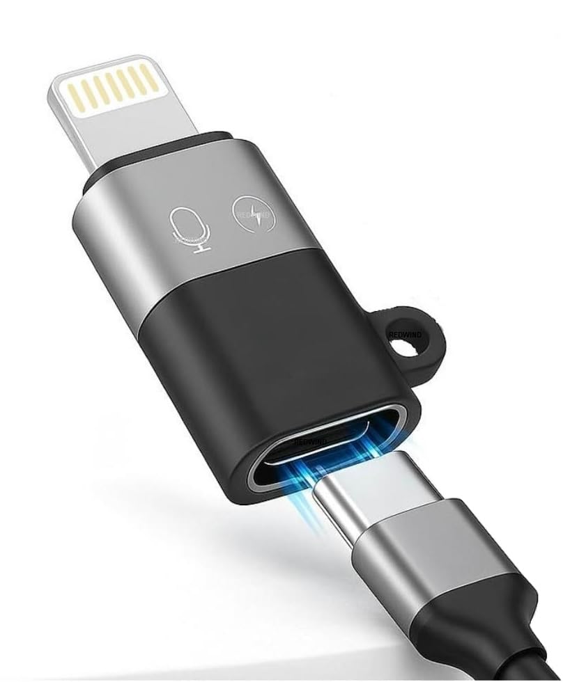 REDWIND Lighting to USB-C Adapter for iPhone | Mic Recording OTG Converter | Type-C to Light_ing Female Adapter for Charging, Microphone, Audio, Podcast, Vlogging | Connector for iPhone, iPad, Airpods-picture-10