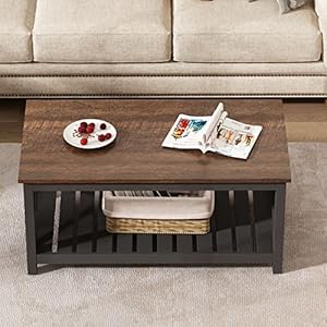 Choochoo coffee table rustic vintage farmhouse living room table with shelf 40  urban country home decor
