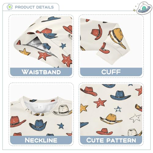 JUNZAN Western Cow Hat White Little Boys Hooded Sweatshirt Fleece Kids Hoodies Boys Athletic 4T3