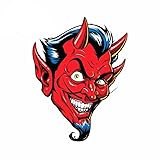 2 pcs Red Devil Face Rockabilly Sticker, Car Window Decal, 5 inches - Car Bumper Sticker for Car, Truck, Wall, Laptop