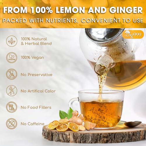 Image of TOG999, Premium Lemon Ginger Tea Bags | 60 Tea Bags | Refreshing Herbal Blend with Bright Citrus & Warming Ginger | Naturally Caffeine-Free | 100% Plant-Based, Sustainably Sourced Herbal Tea