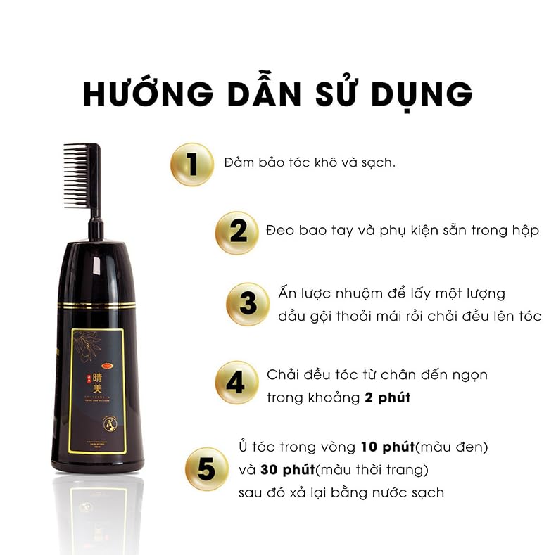 Miniatura 4 de 11.8 oz 11.8 fl oz con peine Komi Japanese Hair Color Shampoo  Tinte para cabello negro natural  Cubierta para cabello gris