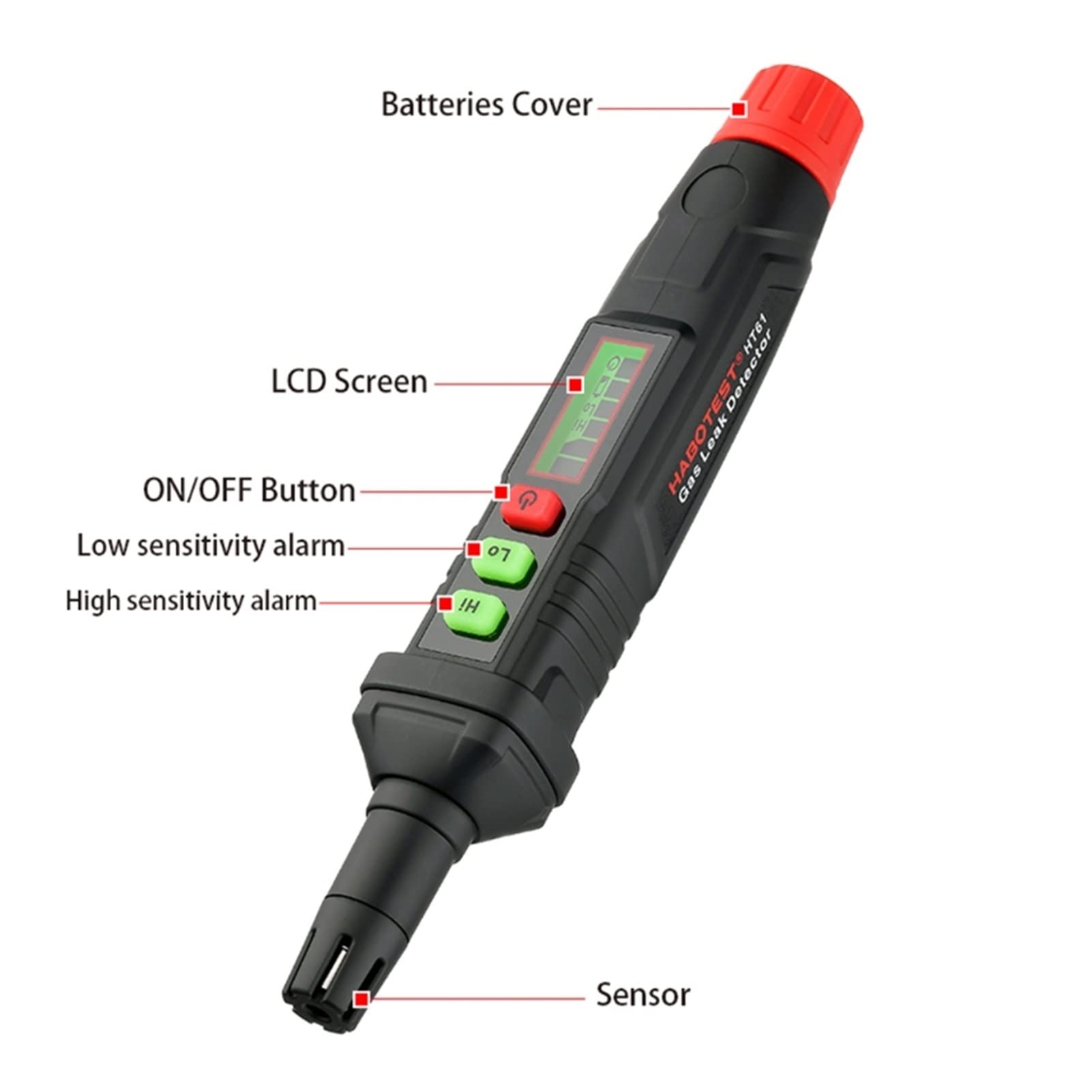Gasdetektor Gasmessgerät, Handheld tragbarer Gasleckmelder Alarm brennbar brennbarer natürliches Methan für Haus Büro