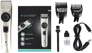 Professional Men Electric Hair Clipper and Beard Trimmer with Stainless Steel Blades, Portable USB Charging Cordless Hair Trimmer for Close Cuts and Haircuts, for Home and Travel