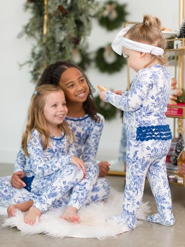 RuffleButts Toddler/Big Girls Modal Blend Ruffle Long Sleeve Pajama Set4