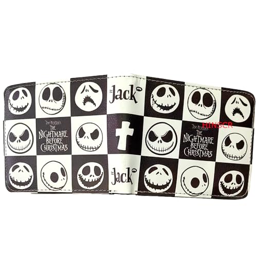 Jack Skellington Men Wallets The Nightmare Before Christmas Wallet Bi-fold PU Leather Wallet Credit Id Card Cash Holder Cool Wallets for Men Teen Boys