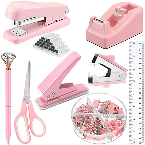 Pink Desk Office Supplies Kit