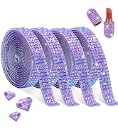 FULZTEY 4 Rolls Crystal Rhinestone Ribbon,Deep Purple AB Self Adhesive Rhinestone Ribbon with 2 m...