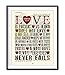 Love is Patient Love is Kind - 1 Corinthians 13:4-8 Christian UNFRAMED Art PRINT,Vintage Bible verse scripture dictionary wall & home decor poster, wedding gift, 5x7 inches