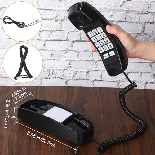 Teléfono fijo de pared con cable 4 piezas negro miniatura 2