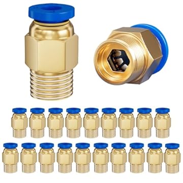 Editbar 20 connettori pneumatici PC4-M10, accessori per stampanti 3D, connettori rapidi per tubi in PTFE, connettori rapidi pneumatici, per sistemi pneumatici in dispositivi industriali e medici
