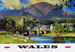 TT99 Vintage Wales GWR LMS Railway Travel Poster Re-Print - A4 (297 x 210mm) 11.7" x 8.3"