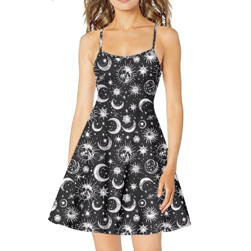 Image of Cozeyat Women Girls Summer Sleeveless Dress Casual Swing Beach Cover Up Knee Length Dresses,Large Size XS-4XL