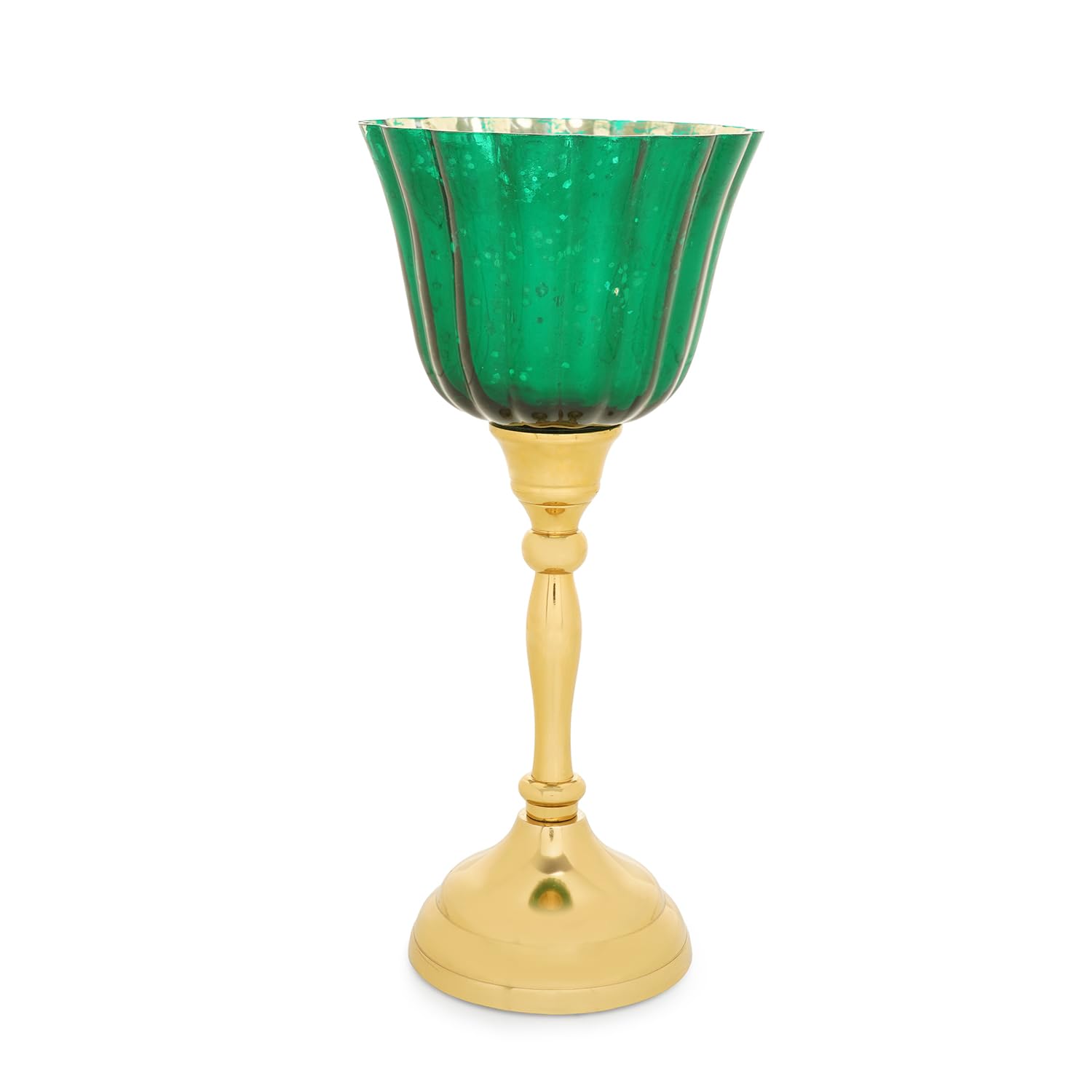 Pure Home + Living Green and Gold Votive with Metal Stand - Small 1