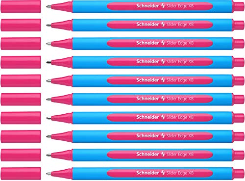 Schneider 152209 Slider Edge XB Kugelschreiber (Strichstärke: XB, dokumentenecht, Dreikant-Stift) 10er Packung pink