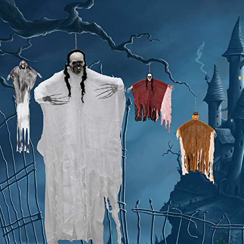 LessMo Esqueletos Fantasma Tenebrosos Colgantes, de Fantasma Esqueleto Colgante de Halloween, para la decoración de la Fiesta en el jardín del Patio del Patio Delantero y Decoraciones navideñas