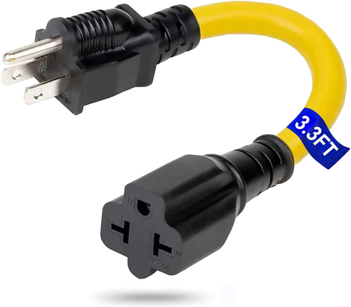 3.3FT [4-in-1] 12AWG 15 Amp to 20 Amp Adapter Household AC Plug T Blade Power Extension Cord Cable, for Nema 5-15P to 5-20R/ 6-15R/ 6-20R,15A 125V to 20A 250V Adapter Cable