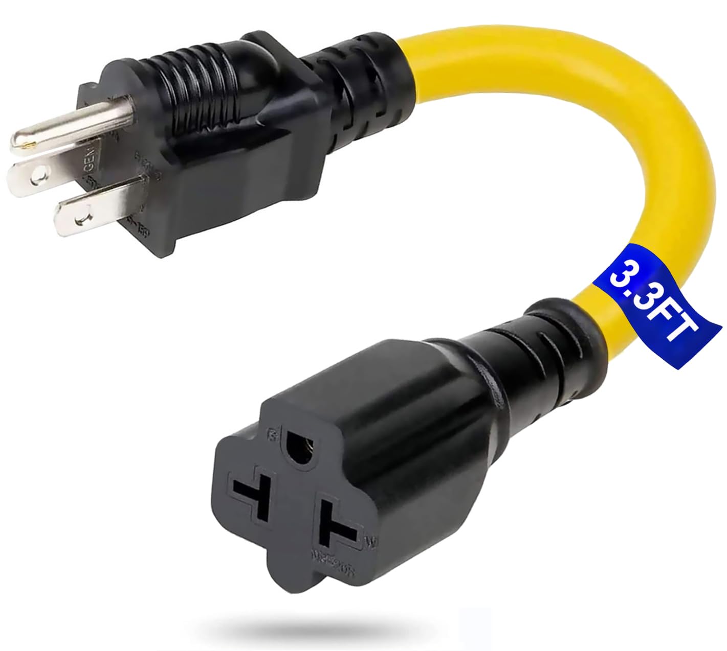 3.3FT [4-in-1] 12AWG 15 Amp to 20 Amp Adapter Household AC Plug T Blade Power Extension Cord Cable, for Nema 5-15P to 5-20R/ 6-15R/ 6-20R,15A 125V to