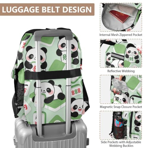 Mochila con dibujos animados de mahjong panda escolar con gran compartimento 4