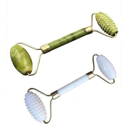 Miniatura 6 de Jade Roller TherapyGua Sha herramienta de raspado, doble cabeza falsa de jade rodillo cuello rodillo facial belleza masaje adelgazante herramienta