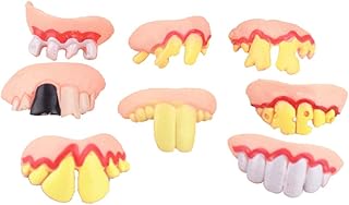 Fake Teeth Fake Tongue 8PCS Ugly Teeth Halloween Rotten Teeth Rotten Teeth Prop Denture Model, Prank Funny Tricks Funny Joke Fake Teeth, Halloween Party Teeth Model Teeth Fake Braces