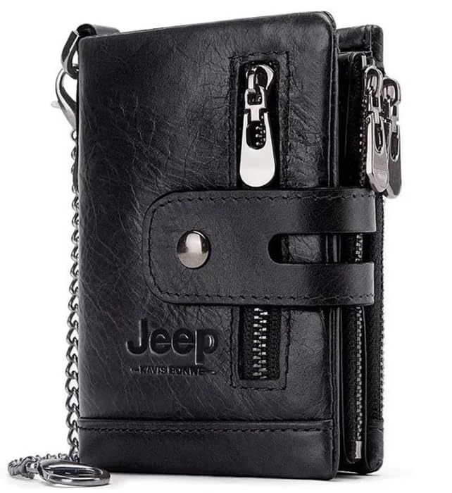 Carteira Couro Legitimo Kavis Jeep Masculina Com Logo Jeep (Preto)