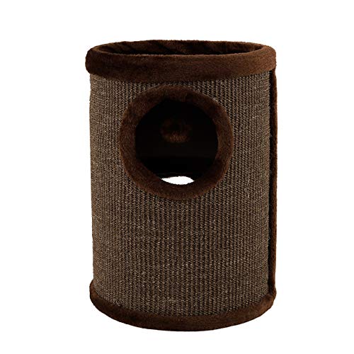 lionto Kratztonne aus Sisal mit Spielball & Plüschrand, Höhe 50 cm, Stabiler Kratzbaum für kleine & große Katzen, perfekte Krallenpflege &...