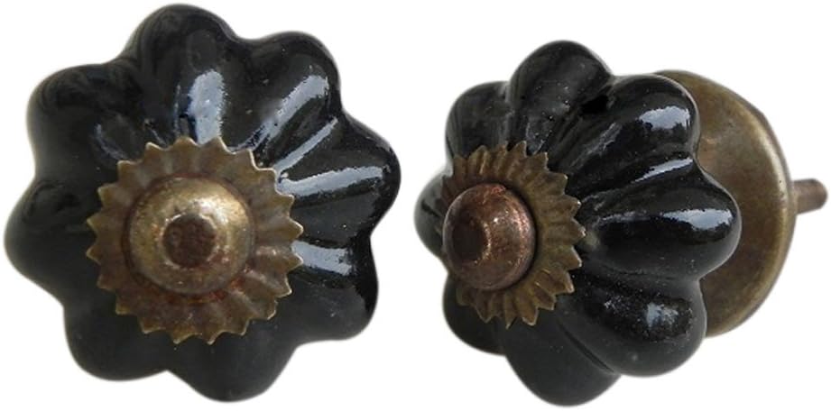 Indian Shelf 25 Pieces Solid Drawer Knobs Ceramic Kitchen Cabinet Hardware Black Drawer Pulls