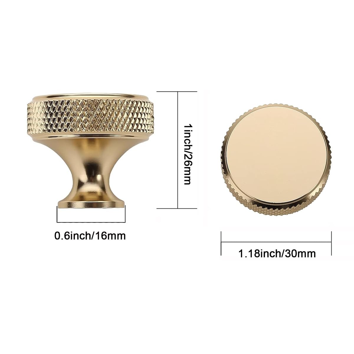 Gold Modern Dresser Pulls & Knobs – 6-Pack 20x23mm Aluminum Alloy Cabinet Hardware For Kitchen, Cupboard, Wardrobe