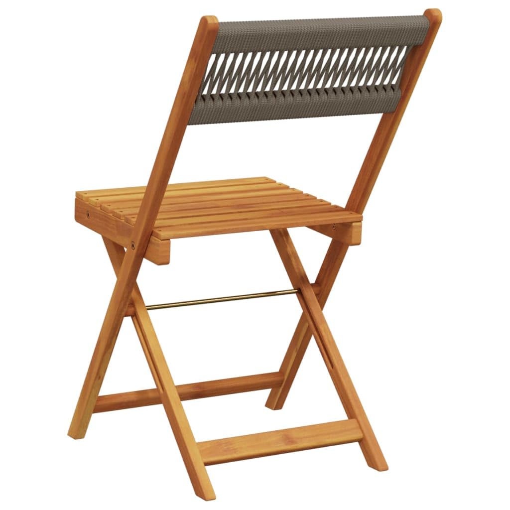 Bistrostühle 2er Set klappbar Akazie Massivholz wetterfest Grau 41 x 52,5 x 80 cm Gartensessel Balkonstuhl platzsparendes Design für Garten Terrasse und Balkon