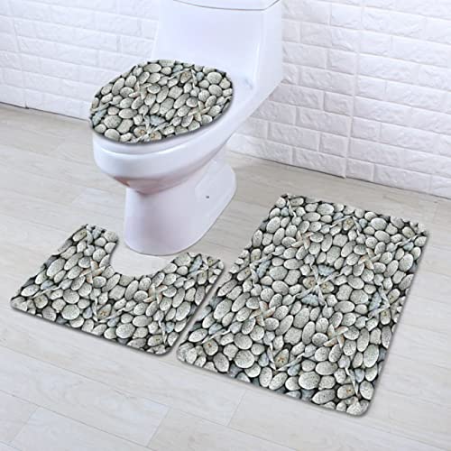 Badematten Set 3 Teilig,Toilettenmatte Set,3Er Badgarnitur Badezimmer Matte Set Dusch Bade Matte Vorleger Teppich 3D…