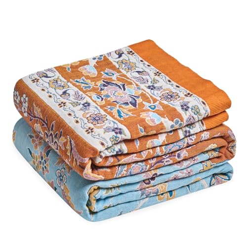 Image of LUTBM Boho Throw Blanket for Bed 60 inchx80 inch, All Season Cotton Couch Blankets