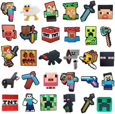 30Pcs Pixel Shoe Decoration Charms for Croc Clog Sandals, Shoe Accessories Charms for Adults image 3