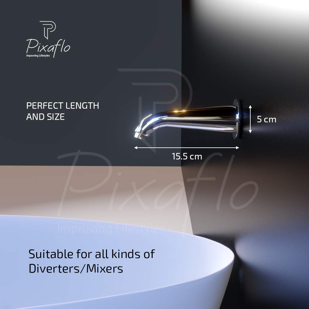 Pixaflo Brass Chrome Finish Oval Bath Tub Plain Diverter Spout (Silver) 2