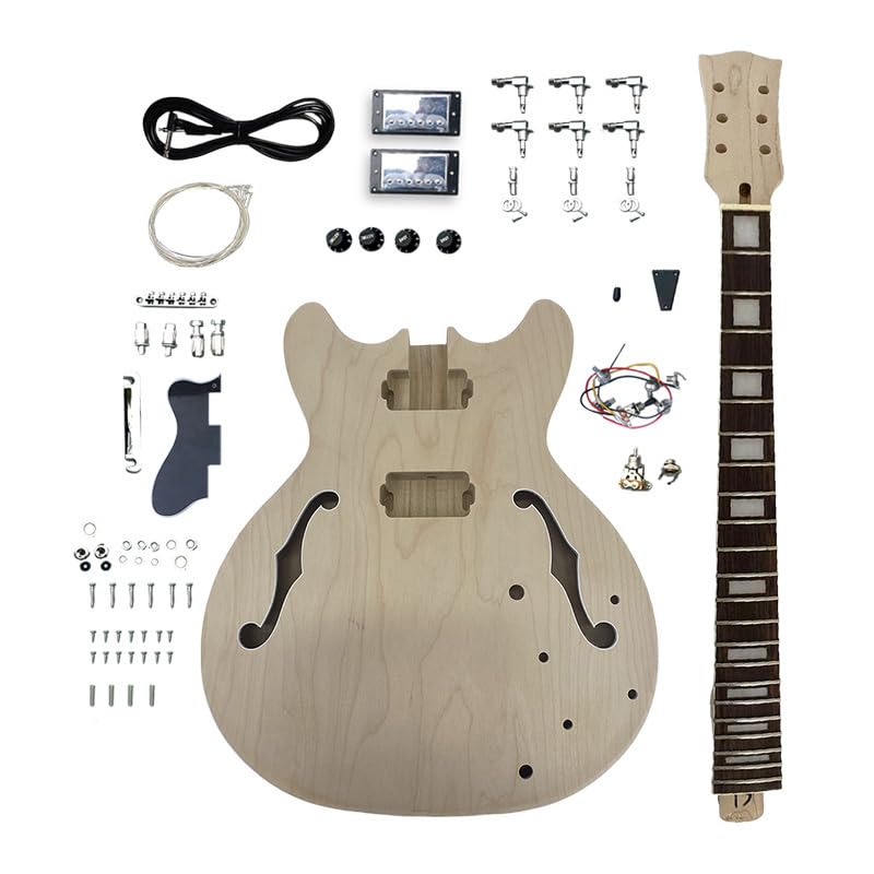 Conboxus DIY Electric Guitar Kit with Mahogany Body and Maple Neck, 22Fret 628mm 6-String Electric Guitar Kits Complete guitar accessories set for Beginner Luthier Gift