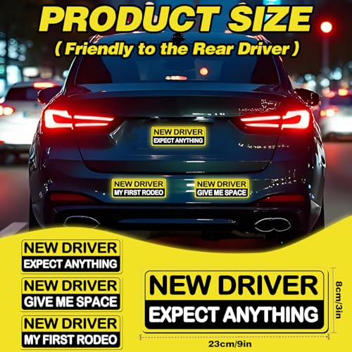 Image of 3Pcs Student Driver New Car Stickers, Magnetic Student Driver Signs for Car, Personalized Bright Colors Accessories, Clear Fonts Supplies Suitable for Beginners & Students