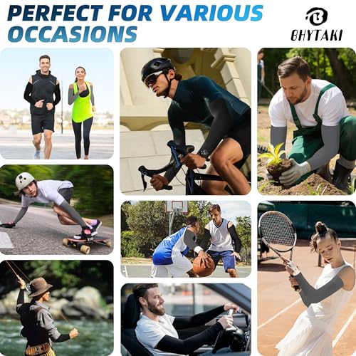 Image of BHYTAKI UV Sun Protection Arm Sleeves, UPF 50 Sports Cooling Arm Compression Sleeves for Men Women Teenager