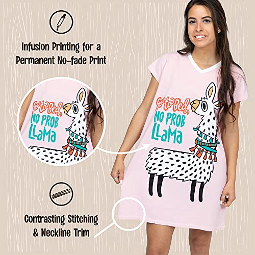 Image of Lazy One Women's Nightgown, Funny V-Neck Sleep Shirt for Women (Llama, L /XL)