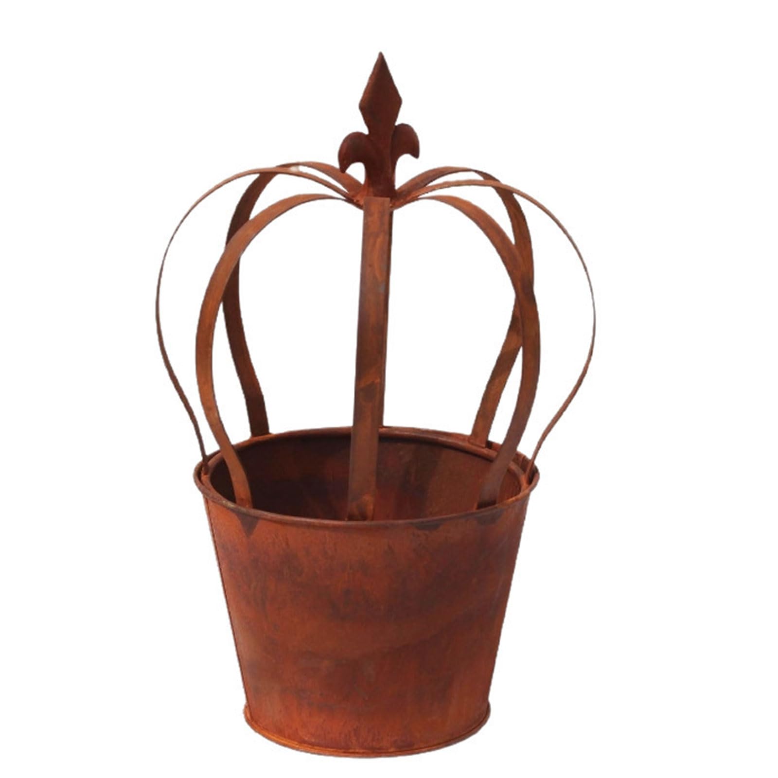Kaeltsyn Handcrafted Distressed Iron Crowns Planter with Rusty Finish Perfect for Home Balconies Garden and Unique Gift Ideas Cafe Garden Decoration