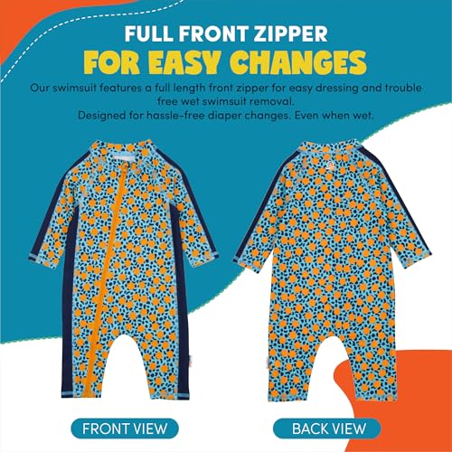 Image of SwimZip UPF50+ Boys Swim Shirt, Long Sleeve One Piece Kids Sunsuit