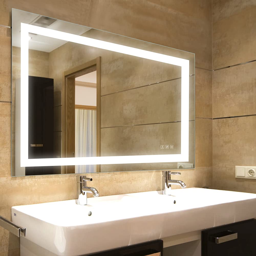 HAUSCHEN HOME 48x36 inch LED Lighted Vanity Bathroom Mirror, Wall