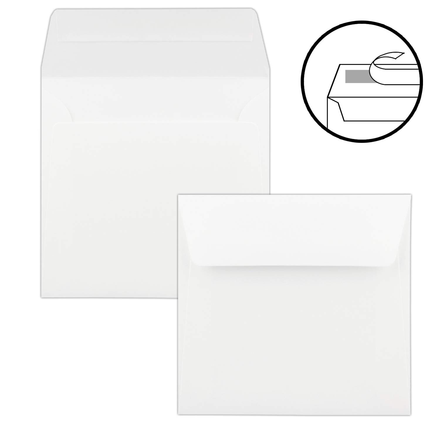 100x Quadratisches Falt-Karten-Set mit Brief-Umschlägen & Einlege-Blätter - Farbe: Weiss - 15,0 x 15,0cm - Papier-Bastel-Set - GUSTAV NEUSER®