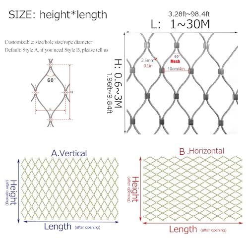 Filet de sécurité extensible acier inoxydable type X câble flexible 1.2x3m - 3