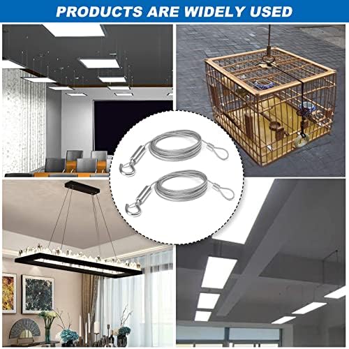 Picture Hanging Wire, 2pcs Picture Wire Heavy Duty 1.5mm * 2m Adjustable Stainless Steel Wires Ropes with Hook and Loop for Mirror - Hold Up to 90KG