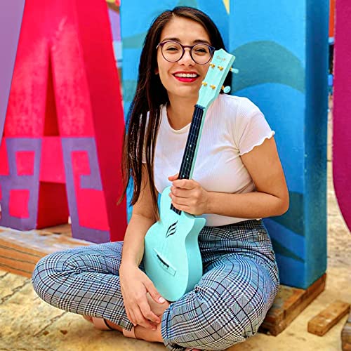 Enya Concert Ukulele Acousticplus Nova U/Bl Eq 23” Cutaway Carbon Fiber Beginner Travel Ukulele Kit With Case, Strap, Capo, Strings (Blue) #TOP6