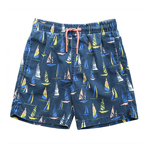 INGEAR Little Boys Quick Dry Beach Board Shorts Kids Swim Trunk Swimsuit Beach Shorts Swim Trunk for Boys (Brushed Sails, 4/5)