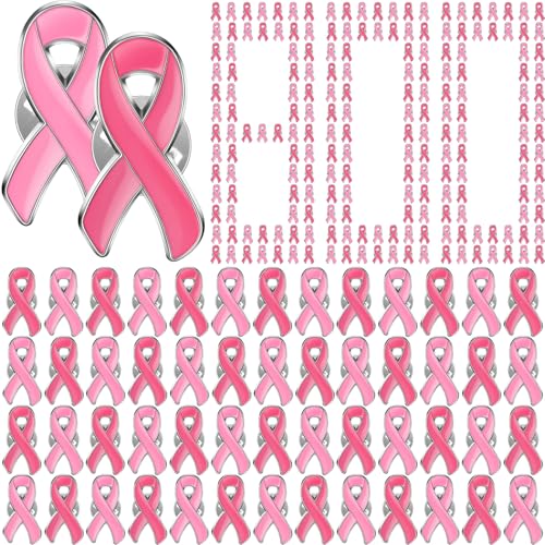 Hoteam 800 Pcs Breast Cancer Ribbon Pins Pink Ribbon Pins Breast Cancer Awareness Lapel Pin Hope Pink Ribbon Lapel Pin Awareness Lapel Pins Gifts Charity Public Fundraiser Supplies