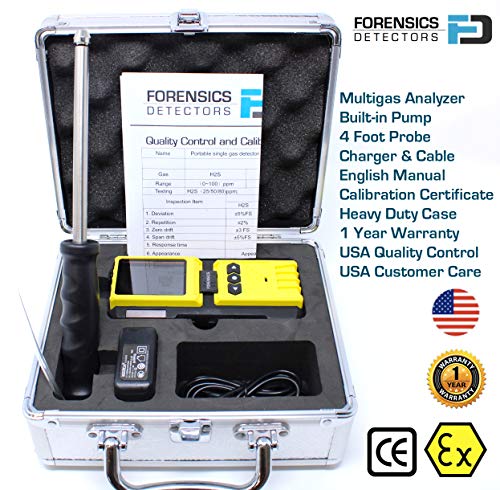 4 Gas Monitor by Forensics | Built-in Pump Multi Gas Meter | O2, CO, H2S, LEL | Color Display & Graphing | USA NIST Calibration | Computer Data Logging | - Thumbnail 4