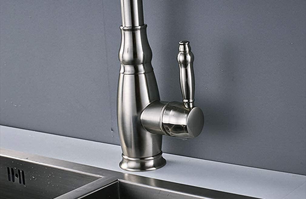 Rubinetti, Rubinetto Da Cucina In Ottone Massiccio Testina Estraibile Rubinetto Da Cucina Maniglia Singola Miscelatore Acqua Calda Fredda Beccuccio Spruzzatore Girevole Miscelatore Acqua A 360
