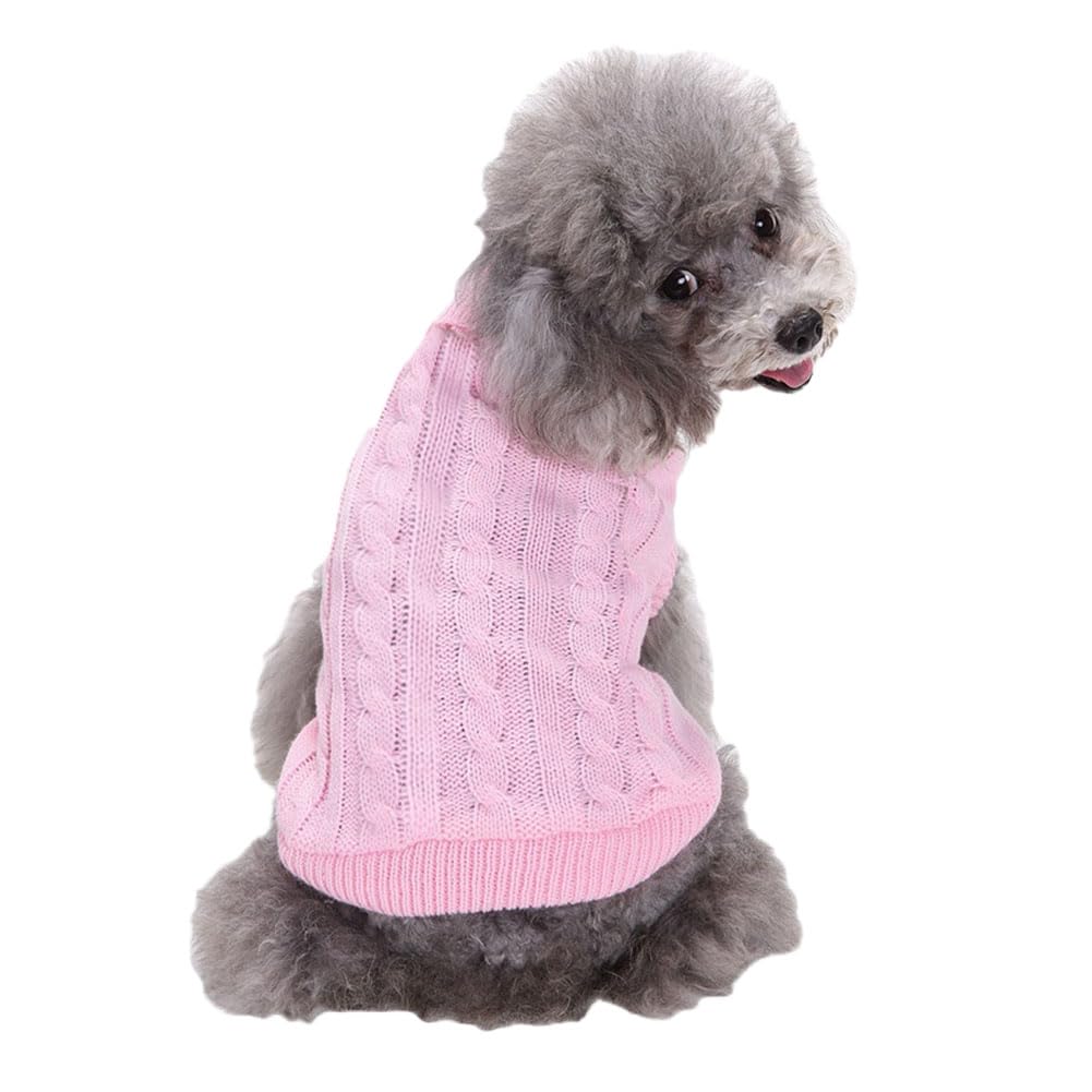 Pet Ribbed Jumpers Pullover Sweatshirt for Dogs Cats, Dog Knit Clothes Pet Pullover Dog Sweater Winter Puppy Jumpers Warm Sweater for Small, Medium and Large Dogs,Pink,XL